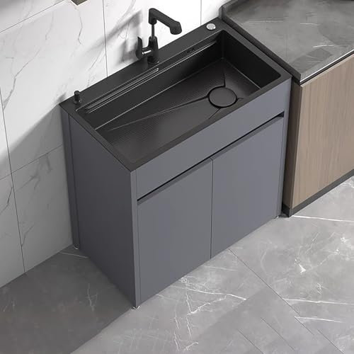 MTSYXYM Lavandino da Esterno Mobile Cucina,con mobiletto portaoggetti, Facile da Pulire, Grande capacità,per Garage, Ristorante, Cucina, Lavanderia, Cortile.(Gray,60 * 45 * 86cm)