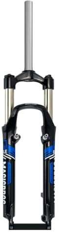 QHYRZE Mountain Bike Suspension Fork 26 Inch MTB Fork 100mm Travel Disc V Brake Spring Fork 1-1/8 Straight Tube 28.6mm QR 9mm Manual Lockout(Blue A)
