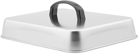 Coperchio di basamento a piastra 9x6.7x2 pollici, coperchio per griglia rettangolare in acciaio inossidabile con manico comodo per cucina barbecue interno ed esterna