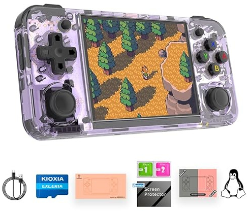 RG35XX H Console di gioco portatile retrò Linux 3.5 IPS Screen RG 35XXH Console di gioco retrò con 3545+giochi e 64G TF Card Batteria 3300mAh Compatibile con 5G WiFi e Bluetooth 4.2 Viola
