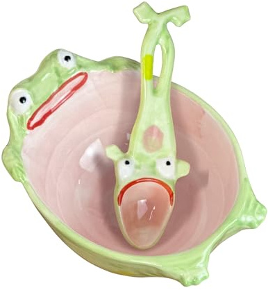 Froschlöffel aus Keramik, Geschirr, Löffel, Schüssel-Set, Keramik-Dessert
