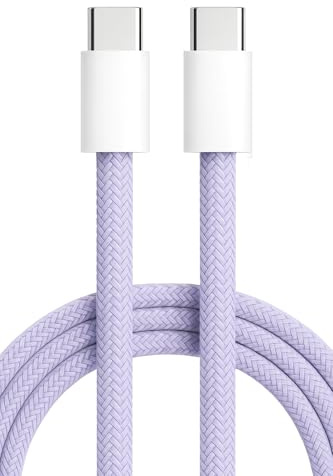 USB C to USB C Cable 60W PD Fast Charger for Compatible with Samsung Galaxy S25 S24 S23 Ultra,Nylon Type C to Type C Cable Fast Charging Lead Wire for iPhone Air 17 16 15 Pro purple (1m)