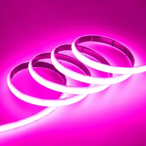 BININBOX Bandeau LED Lumineuse COB IP68 Étanche Néon 320LED/M Découpable 24V Ruban LED Light Strip Décoration pour Escalier, Aquarium, Piscine, Chambre, Noël, Fête (Lumière Rose, 10 Mètres)