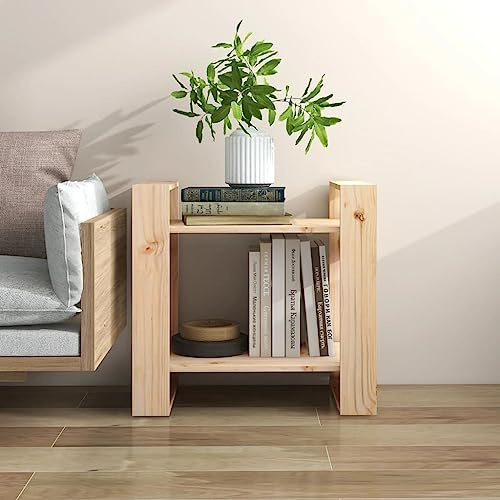 Ziaphsol Bücherregal Raumteiler, 60x35x57 cm, Massivholz Kiefer unbehandelt, vielseitiger Cube Organizer für Bücher, Deko und Zeitschriften, Stabiler Stand, natürliches Design
