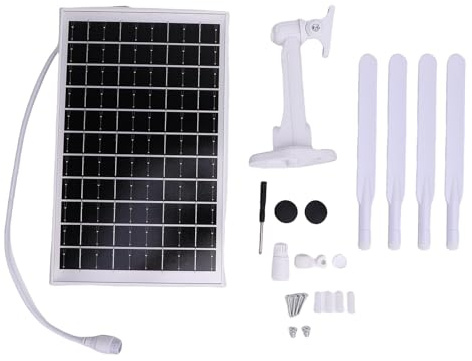Eujgoov Solar 4G LTE Router mit WLAN 6 Verstärker 300Mbps 18000mAh Akku SIM Slot 150m Reichweite Wasserdicht für Außenbereich (Schwarze Antennen)