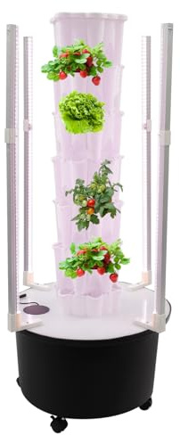 FENGLY Hydroponik Turm Kit, 6 Etagen 36 Löcher Hydroponic Tower,Tower Grow System Kit, Garden Pflanzturm mit Hydratationspumpe und 40L Wassertank, Hydroponisches Anzuchtsystem für Obst und Gemüse