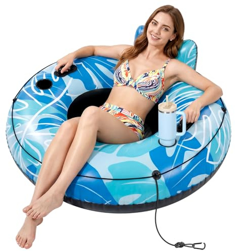 SOLAVERO Gonfiabili Piscina Adulti, Sedia Galleggiante Piscina avec 2 Maniglie e Portabevande, Poltrona Gonfiabile, per Divertimento Estivo e Feste in Acqua