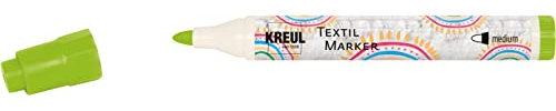 KREUL 90765 - Textil Marker medium, hellgrün, mit großer unempfindlicher Faserspitze, Strichstärke circa 2 bis 4 mm, Stoffmalstift für helle Stoffe und Textilien, waschecht nach Fixierung