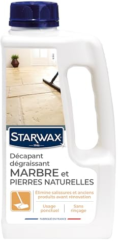 STARWAX Décapant Dégraissant pour Marbre et Pierres Naturelles - 1L - Idéal pour un Usage Ponctuel - Optimise la Brillance - Applique Facilement - Sans Rinçage