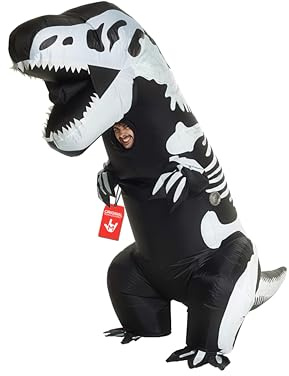 Morph, Dinosaur Costume, Halloween Costumes for Adults | Full Blow Up Dinosaur Suit with a Fan, Battery Pack, Printed Bones Included, Perfect for Halloween, Always a Hit