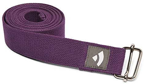 Bodhi Yogagurt | ASANA Belt aus 100% Baumwolle | Praktisches Yoga-Zubehör zur Dehnung | Yoga-Gurt mit Schiebeschnalle aus Metall | Anfänger & Fortgeschrittene | 250 x 3,8 cm (lila)