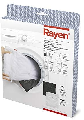 Rayen | Bolsas para Lavadora y secadora | Protegen su ropa | Con cremallera | Con cierre de seguridad | Blanco y Negro | 50 x 40 cm | Contiene 2 Bolsas para lavadora