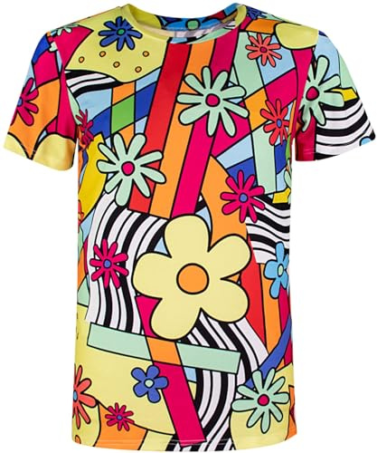 COSAVOROCK Costume Floral Rétro Années 60s 70s T-Shirts pour Homme