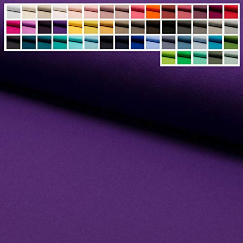 Premium Jersey Uni Stoff mit 150 cm Breite, Hochwertiger Baumwolljersey in Oeko-Tex 100, Meterware ab 25 cm Zuschnitt - ca. 60 Farben immer vorrätig (18. Violett)
