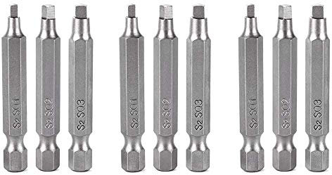 Bestgle 3 Set Magnetic Square Head Screwdriver Bits with 1/4 Inch Shank, SQ1 SQ2 SQ3 Screwdriver Bit Set, 2-Inch Length(Total 9 Pcs)