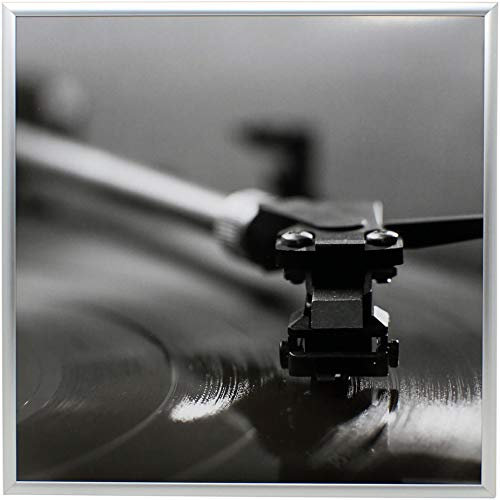 Silver Music Album Frame - Made to Display Vinyl LP Covers 12.5 x 12.5 - Brushed Aluminum Finish - Hanging Hardware Installed with No Assembly Required - Easy to Hang - for Any Record Cover 33 RPM