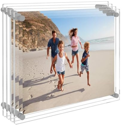 AITEE Acryl-Bilderrahmen, 20,3 x 25,4 cm, 4 Stück, klare Bilderrahmen für Wand, moderne, rahmenlose Bilderrahmen, Lucite, transparent, quadratische Würfel, schwebender Fotorahmen, Geschenk für Zuhause