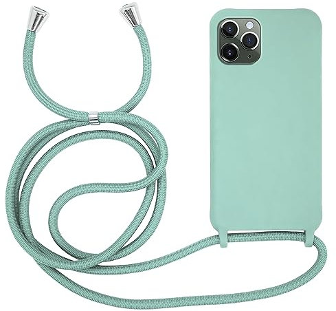 MyGadget Strap Case for Apple iPhone 11 Pro - Crossbody Phone Cover - TPU Silicone Case with Neck Holder - Cord Lanyard Carrier with Rope in Mint Green