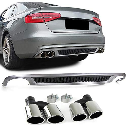 Sport Heck Diffusor mit Doppelrohr Endrohren beidseitig für Audi A4 B8 07-11