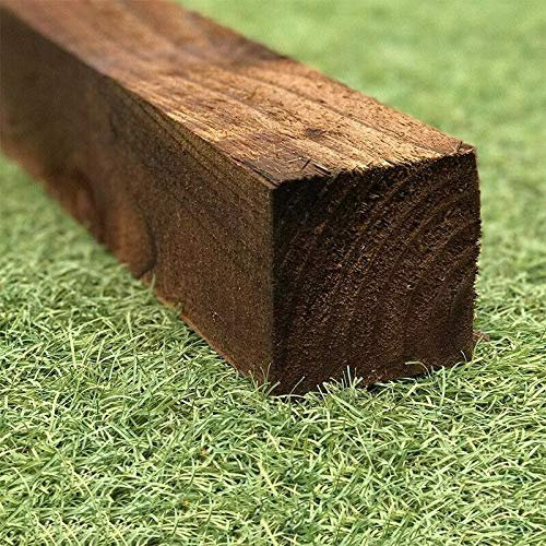 Square wooden post 1.8M X 100MM (6ft X 4) Pack of 2 fence posts stained treated garden timber wood (25KG)