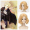 Anime One Piece Sabo 30Cm Golden Curly Welliges Kurzes Synthetisches Haar Hitzebeständigkeit Halloween Kopfbedeckung Cosplay + Kostenlose Perückenkappe