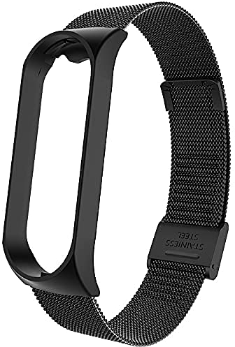 3Chome Metall Armband Kompatibel mit Xiaomi Mi Band 6 / Mi Band 5 / Mi Band 4 / Mi Band 3 Smart Watch Armbänder Ersatz Zubehör, Ohne Edelstein