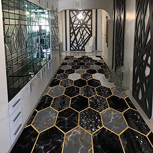 Teppich Läufer Flur Läufer Rutschfest Washchbar Bunt 3D Geometrische Muster Sauberlaufmatte, Für Flur Wohnzimmer Küche Büro Schlafzimmer Esszimmer Teppichläufer Läufer Polyester Anpassbar,120x550CM