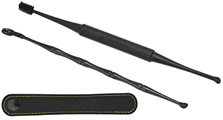 Ensemble de nettoyeur d'oreilles, conception à double tête, confortable à utiliser, tête de brosse douce, ensemble de cuillères à oreilles à ressort, utilisation pratique pour la(le noir)