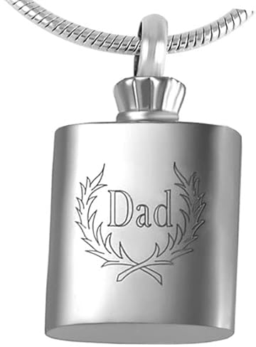 FVEO Necklace To Hold Ashes Cheap Hip flask Stainless Steel Cremation Jewelry Engravable Dad with olive branch Keepsake Urn Pendant For Ashes necklace for ashes