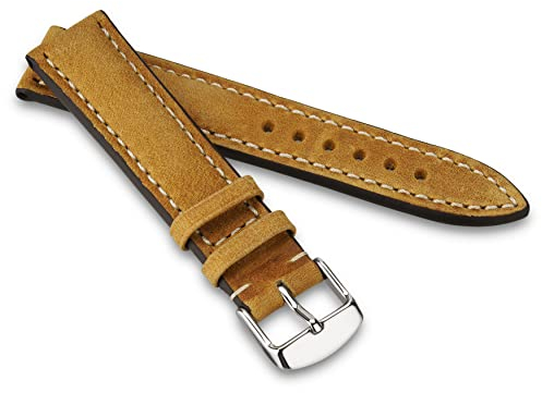 RIOS1931 Unisex Uhrenarmband Vintageleder Modell York 20 mm Honig