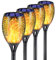 USMEI Solarlampen für Außen Garten, 4 Stück 12 LED Halloween Solarlampen Deko, IP65 Wasserdicht Solarleuchten für Außen mit Realistischer Flammeneffekt für Draußen Gärten Weg Hinterhöfe Rasen