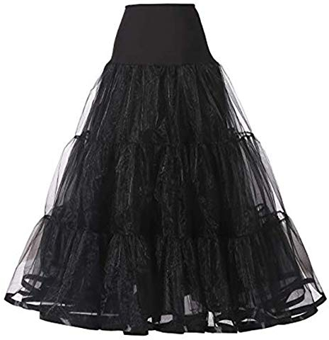 Verve Jelly Women's Ankle-Length Petticoat Crinoline Half-Slips Bridal Crinoline Underskirt for Bridal Wedding Dress Ball Gown Black Large/X-Large