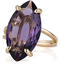 Anemone Schmuck Blendend Amethyst Ring - 14k Roségold Schmuck Handgemachte Marquise Verlobungsring, Geburtsstein Ring, Erklärung Ringe für Damen - mit Phantasie Geschenk Kasten