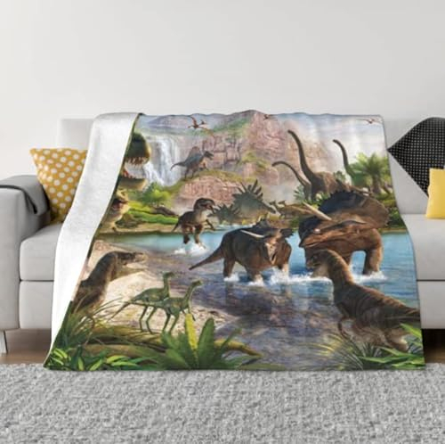 Dinosaurier, Tyrannosaurus Rex, Triceratops Decke Plüsch Leicht Weich Flanell Fleece Überwurf Decken Bettwäsche für Bett Sofa Couch Wohnzimmer 152,4 x 127 cm
