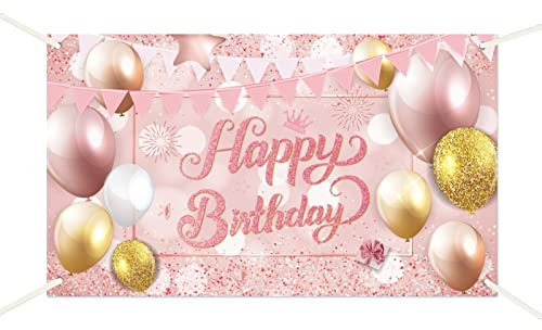 BnbnPup Geburtstag Mädchen Deko, Banner, Hintergrund, Extra Großes Stoff Schild Poster für Geburtstagsfeier, Foto Prop, Kuchen Tisch (180 * 110cm) (Blau)