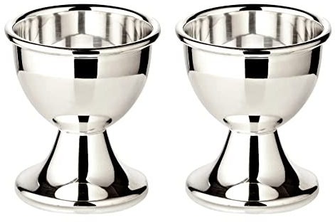 EDZARD 2 Stück Eierbecher Classo (Höhe 5 cm) schwerversilbert, klassische Form, Silber Becher für Frühstücksei, Ostern, Frühstückstafel