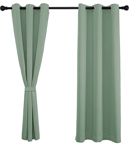Sichtschutz Verdunkelungsvorhänge 300x200cm(H x B), Ösenschal, Einfach Anzubringen für Wohnzimmer Schlafzimmer Küche 1Stück-Dunkelgrün