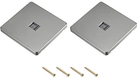PATIKIL Telephone Socket Single Port Wall Plate Silver Grey for Home Office Pack of 2