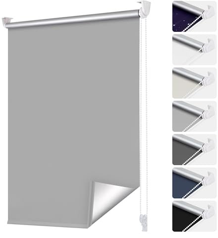 smartdemo Verdunklungsrollo ohne Bohren & mit Bohren, Klemmrollo Fensterrollo Grau 90x130cm(BxH), Thermorollo Sichtschutz und Sonnenchutz, Klemmrollo rollos für Fenster & Tür