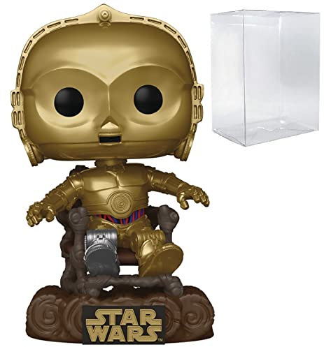 POP Star Wars: Return of The Jedi 40th - C-3PO in Ewok Chair Funko Vinyl-Figur (geb ndelt mit kompatibler Box-Schutzh lle), mehrfarbig, 9,5 cm