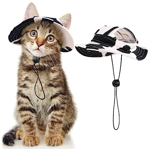 DENTRUN Hut für Katze, Hund Katze Cowboy Hut, Sonnenhut für Haustiere, Hut für Katzen und Hunde
