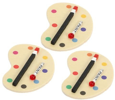 Toyvian 3 Pièces Mini-Palette De Peinture Mini-Peinture Fournitures De Peinture De Maison De Poupée Ornements De Jardin De Fées Palette Miniature en Bois Peinture en Aérosol Poche