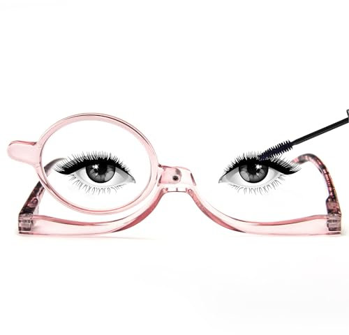 MMOWW Gafas de Presbicia para Maquillaje para Mujer, Rotación Anteojos De Aumento, Lectura Plegable Gafas (Rosa, +2.5)