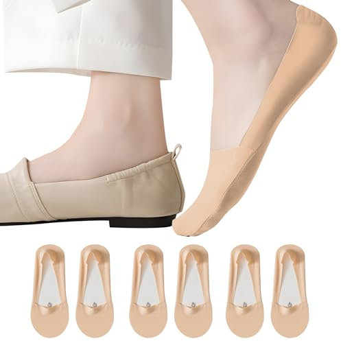 Shudyear No Show Socks for Women, 6 Pairs Invisible Non Slip Low Cut Socks, Low Cut Cotton Breathableb for Loafers Sneakers Shoes (4-7)