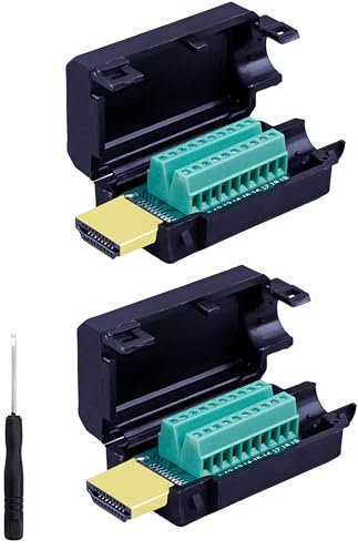 daier 2 Pack HDMI Solderless Adapter, HDMI Extension Cable Connector Signals Terminal Breakout Board Free Welding Connector