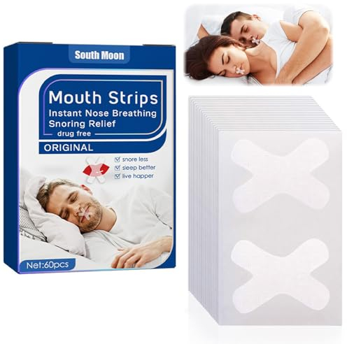 MisFun 60 Stück Mouth Tape for Sleeping, Schnarchstopper, Mouth Tape, Mundkleber Nachts, Mund Tape Schlaf, Hilft Gegen Schnarchen und Entwickelt Nasenatmungsgewohnheiten Weniger Mundatmungn
