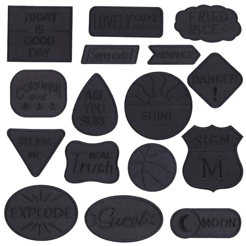 Woohome 16 Stück Patches zum Aufbügeln, Abzeichen Bügelflicken Flicken Patches Patch Sticker Applikationen Zum Nähen Oder Aufbügeln für Denim Jeans, Bügelflicken Set, Dekoration and Repariere