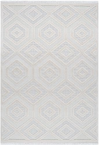 Primaflor Kurzflor Wohn-Teppich Oslo - Essence 9800, 80x300cm, Boho Teppich und Läufer mit Fransen für Wohn- und Schlafzimmer oder Flur, Hoch-Tief-Optik