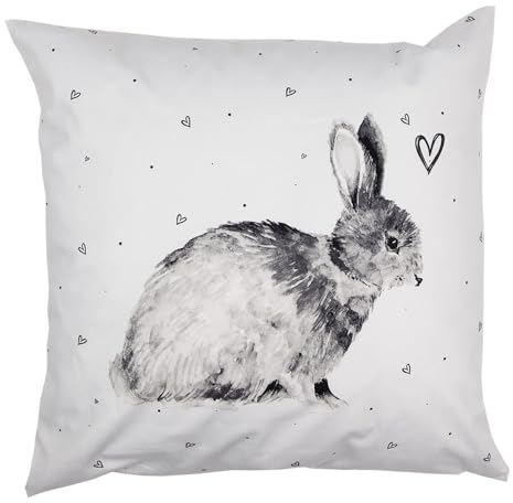 Clayre & Eef Kissenbezug 45x45 cm Weiß Polyester Kaninchen Dekokissenbezug
