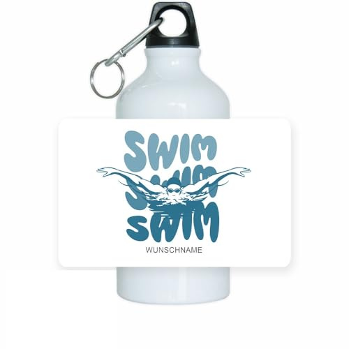 Eurofoto Trinkflasche mit Namen und Motiv mit Schwimmen | Motiv-Trinkflasche mit Hobby personalisiert